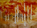 Autumn birches on the banks